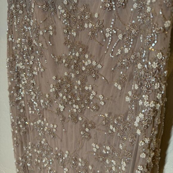 Aidan Mattox V-Neck Thigh High Side Slit Blouson Beaded Sheath Dress Size 10 NWT - Picture 13 of 15